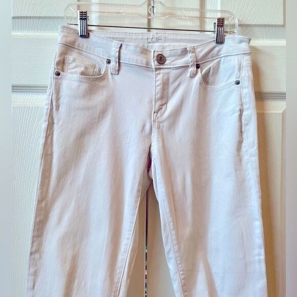 WHITE ANN TAYLOR LOFT MODERN SKINNY JEANS SIZE 27/4 EUC - Picture 2 of 4